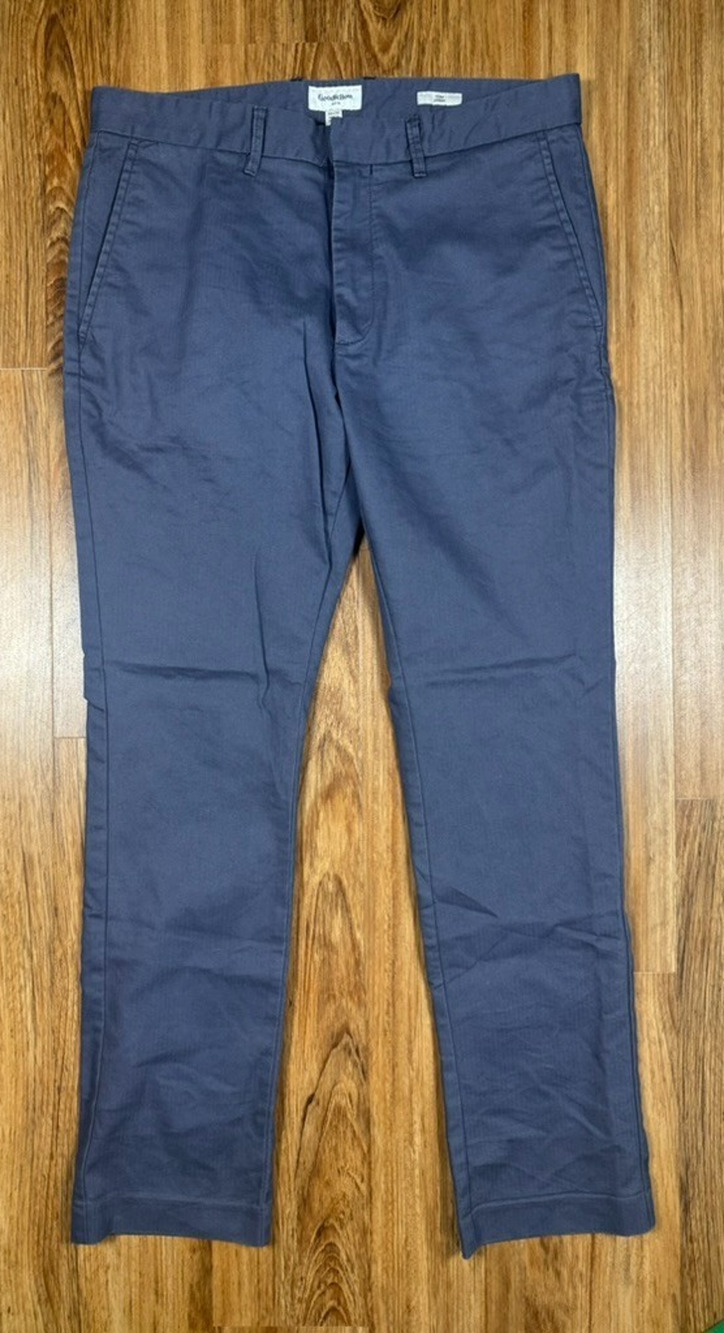 Goodfellow & Co Pants Mens 36x32 Blue SLIM Trouser Herringbone Chino Casual